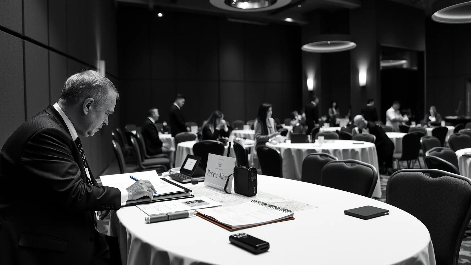 Permits, insurance, and venue planning materials arranged on an event operations table