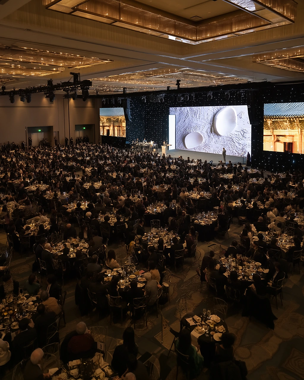 Large Los Angeles cultural gala with seated audience and LED stage presentation