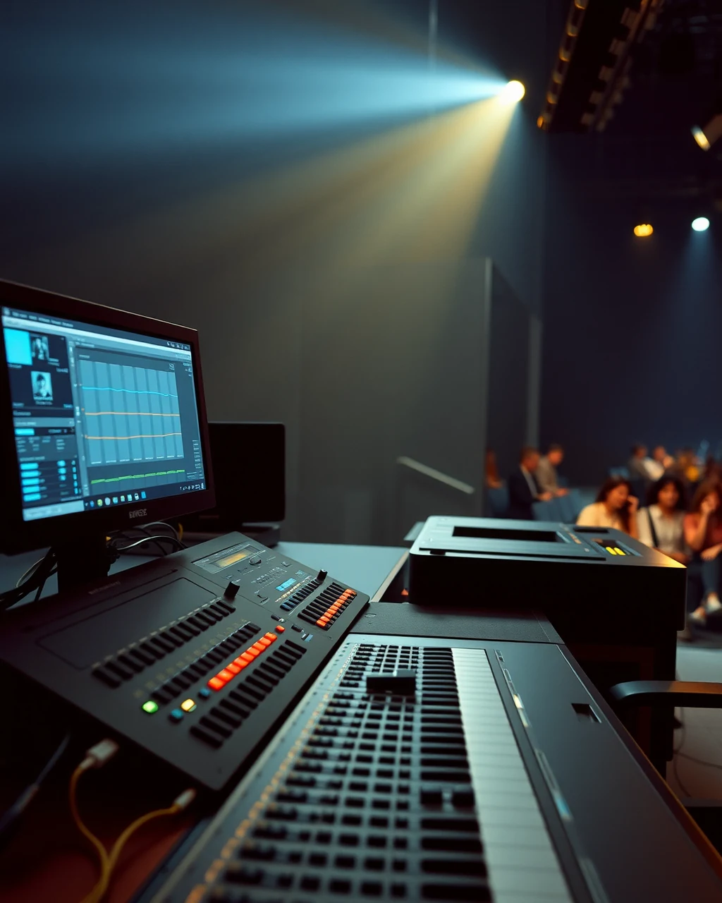 Technical control room setup with switchers and event operations monitors